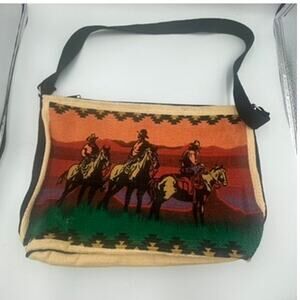 El Paso Saddle Blanket Cowboys Horses Ranch Purse Bag Tote
